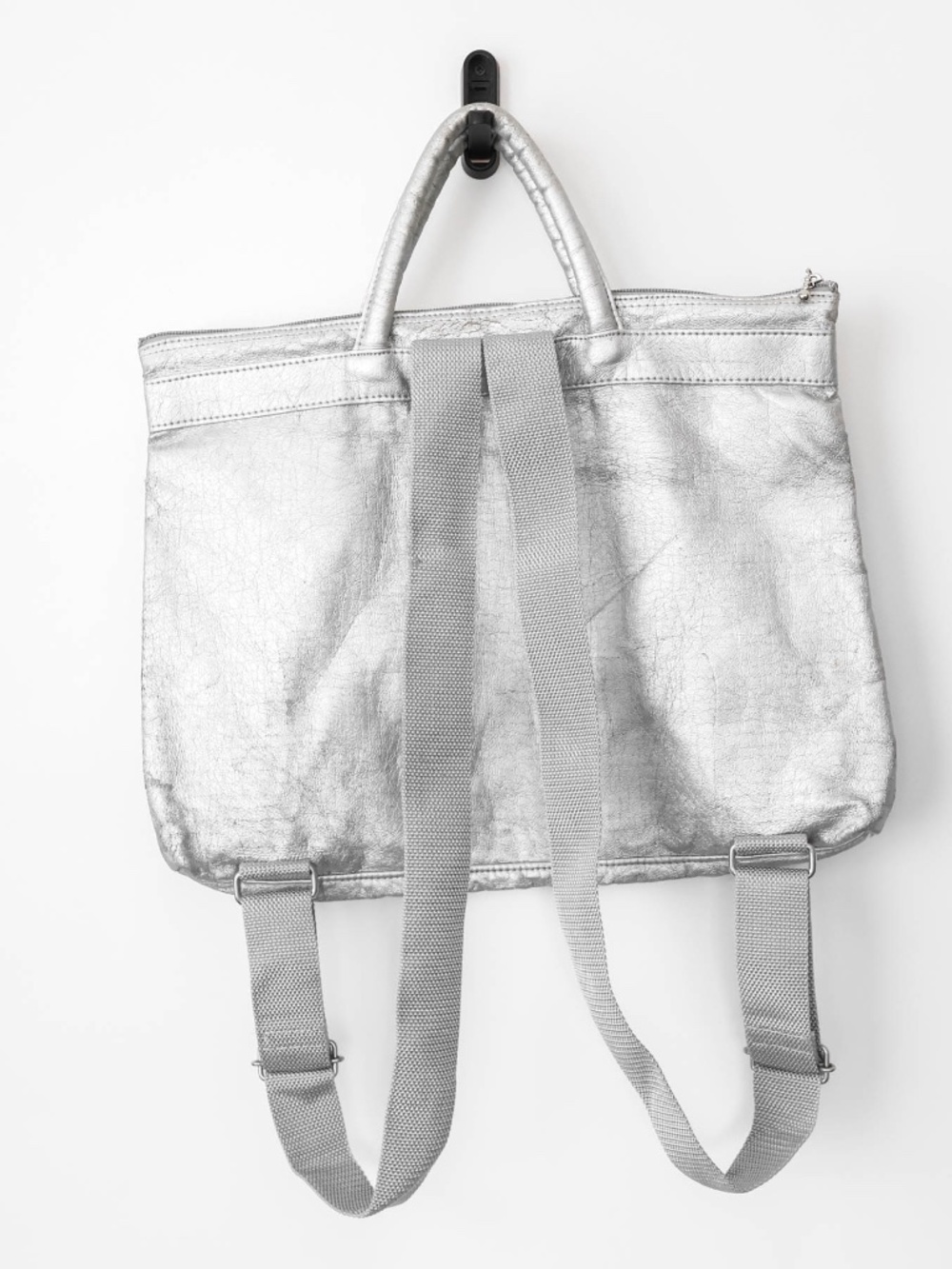 Super Rare True Vintage Courreges Silver Leather Tote Bag Backpack - Picture 6 of 8